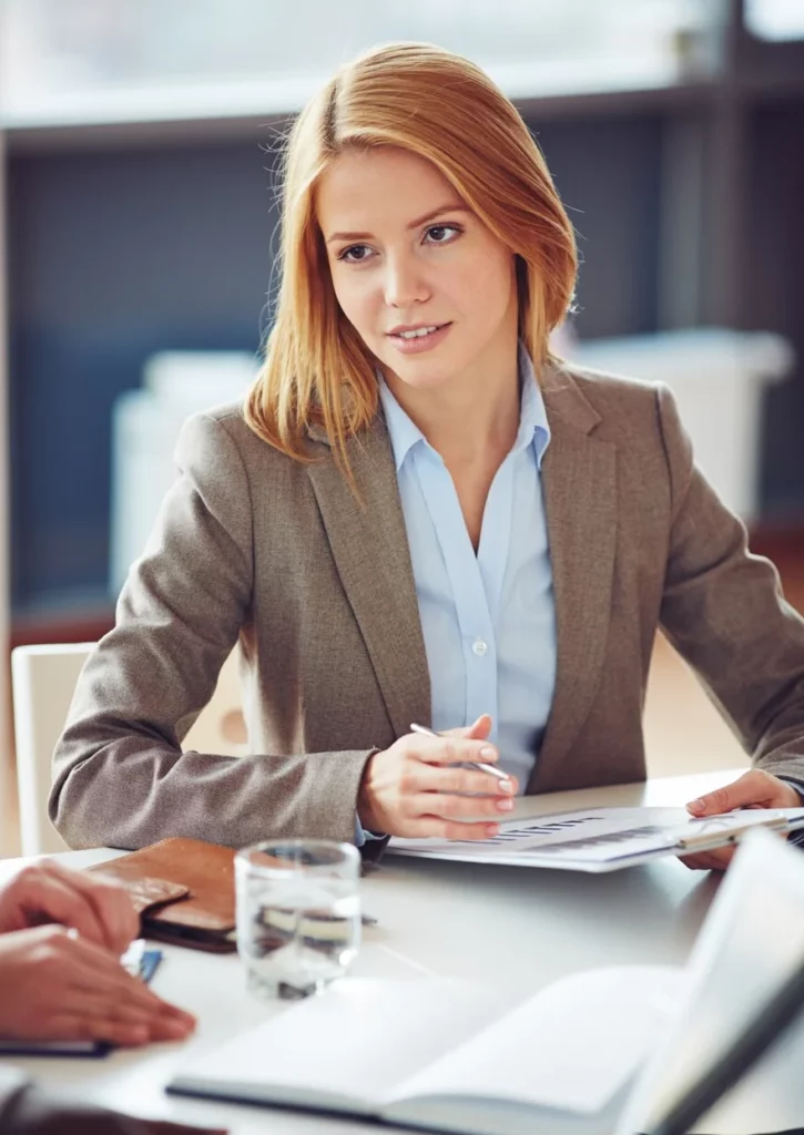 Businesswoman paying attention